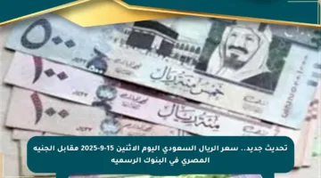 تحديث جديد.. سعر الريال السعودي اليوم الاثنين 15-9-2025 مقابل الجنيه المصري في البنوك الرسمية